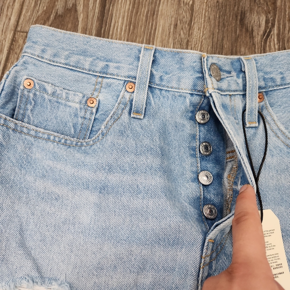 NWT Levis 501 Premium High Rise Button Fly Denim Shorts 27 - Picture 7 of 13